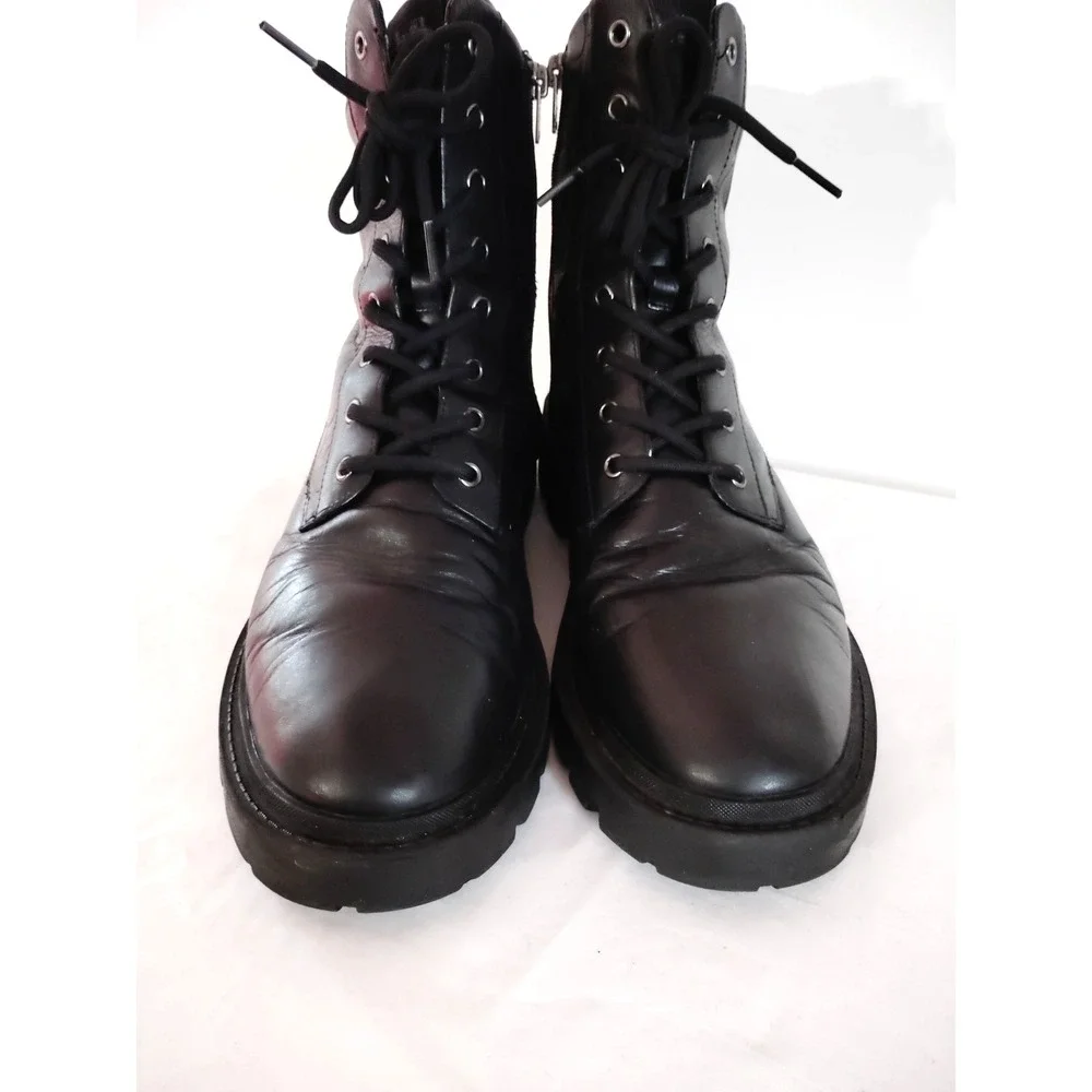 Coach Citysole Tactical Black Leather Lace Up Side Zip Combat Boot Men 11.5D EUC